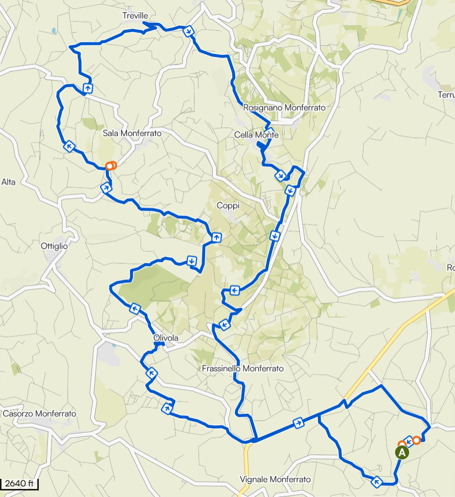 Route 1 - Church of Sant'Eusebio – Big Bench 48, Sala Monferrato loop from Camagna Monferrato