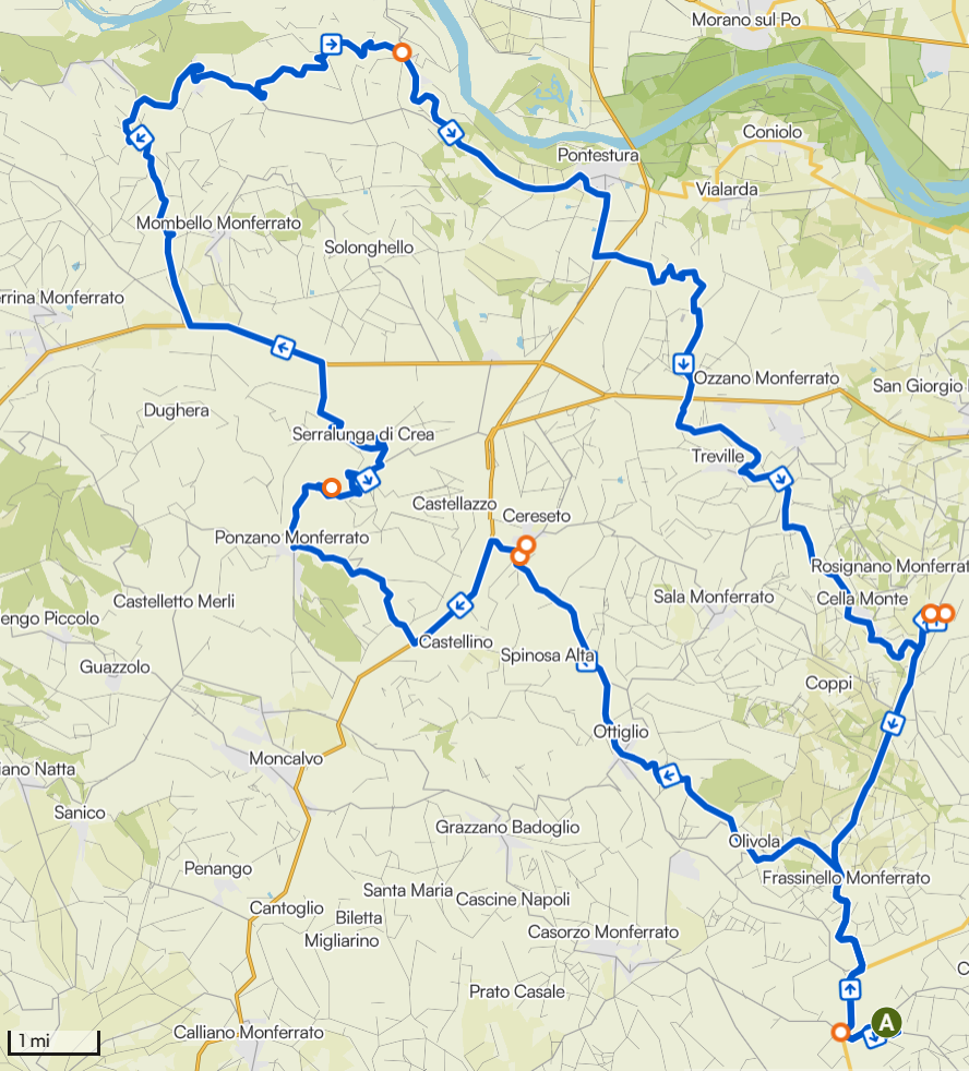 Route 4 - View of Rosignano Monferrato – View of Vignale loop from Vignale Monferrato