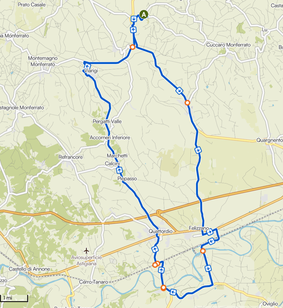 Route 6 - Tanaro und Masio – Vignale Monferrato loop from Vignale Monferrato