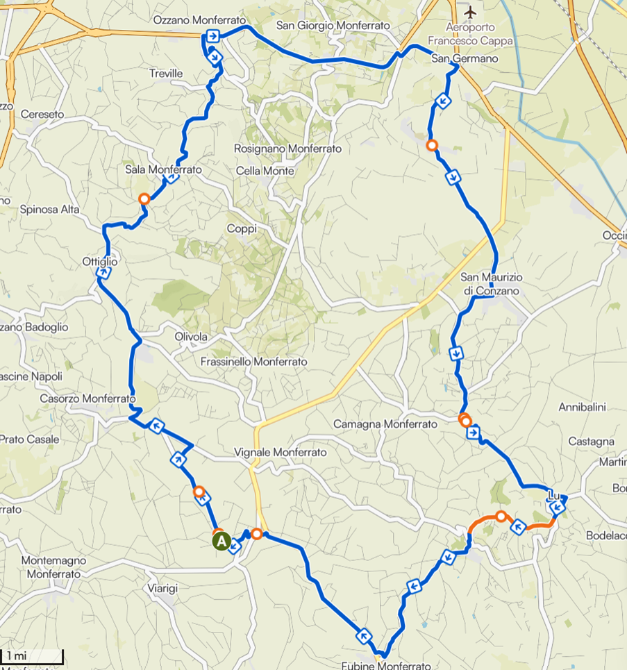 Route 8 - Terruggia Village and Castle – Conzano loop from Altavilla Monferrato
