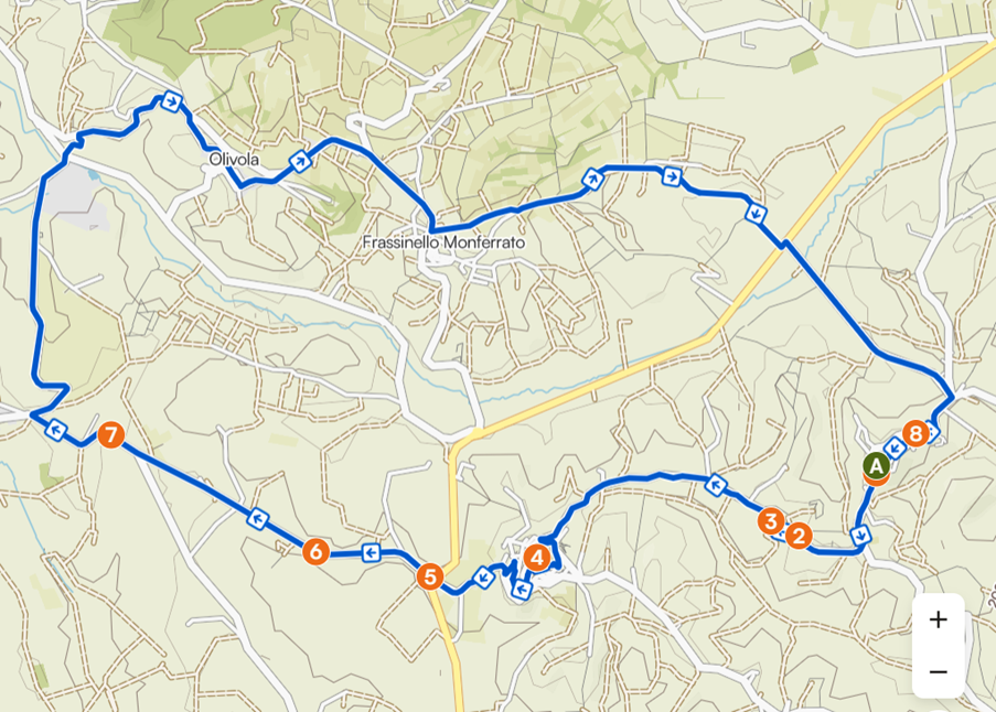Route 10 - Vignale Monferrato – View of Vignale loop from Camagna Monferrato
